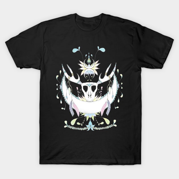 Pastel Deer Skull T-Shirt by GoAti
